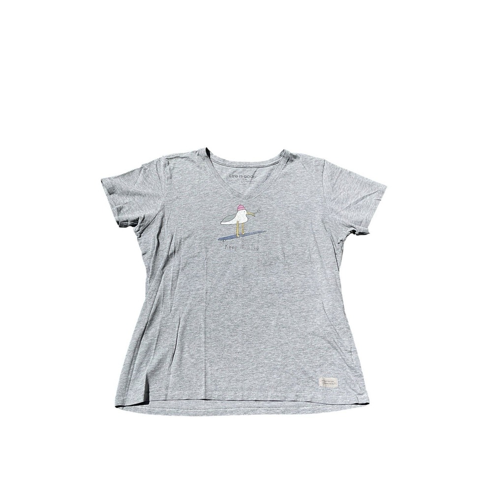 Life is Good Keep‎ it Salty spell out seagull theme gray crusher t-shirt Large